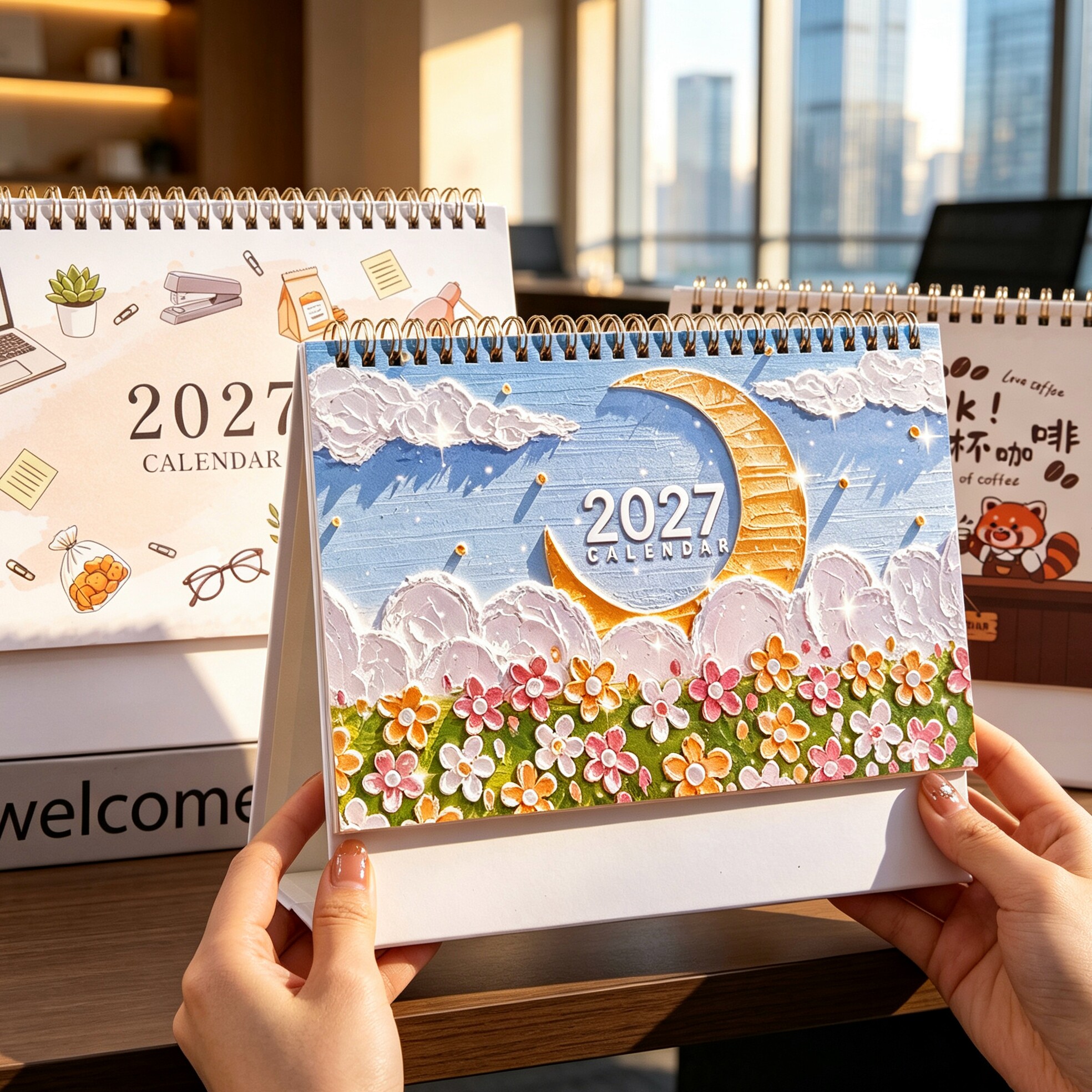 2027年台历定制新款日历创意带便签办公室桌面摆件月历自律打卡工作记事羊年计划本2026公司企业广告logo定做图片