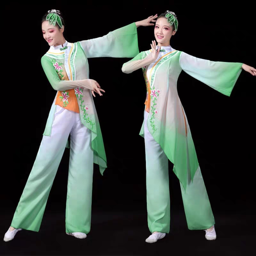 新款古典舞演出服女飘逸中国风秧歌舞蹈服装衣服纱衣伞舞套装