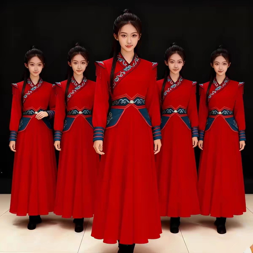 蒙古族舞蹈演出服女款蒙古袍少数民族服装成人艺考表演服