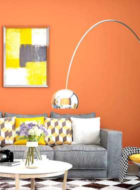 橘黄色墙纸橙色卧室纯色素色现代简约电视背景墙刷胶非自粘壁纸