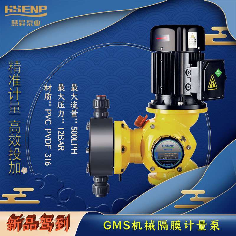 慧昇泵业机械隔膜GMS系列计量泵 500L/h流量DN15口径316泵头