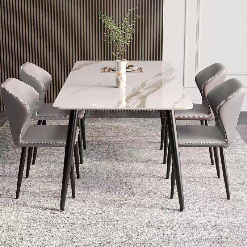 岩板餐桌椅组合轻奢意式简约现代长方形家用小户型餐厅吃饭桌子