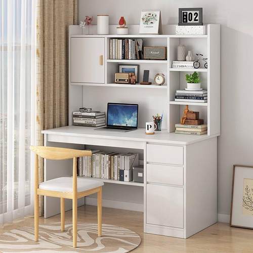 台式电脑桌出租房简易书架书桌二合一组合学生写字学习桌椅套装厂