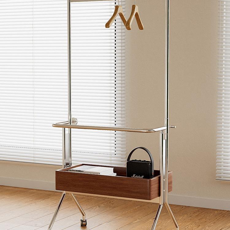 中古落地衣架不锈钢衣帽架卧室复古挂衣架可移动晾衣架子收纳