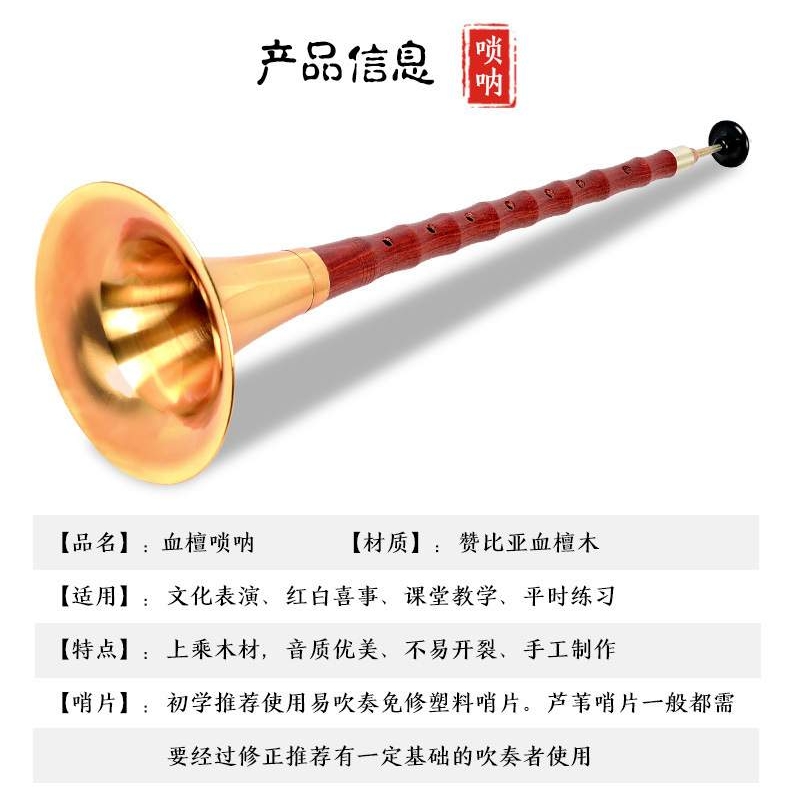 高档血檀木唢呐乐器全套CEFGD调初学者老专业儿童大小号民间