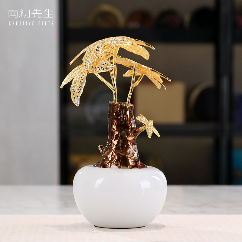 金玉招财树铜工艺品招财摆件