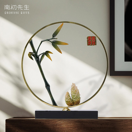 南初先生步步高升竹子摆件工艺品