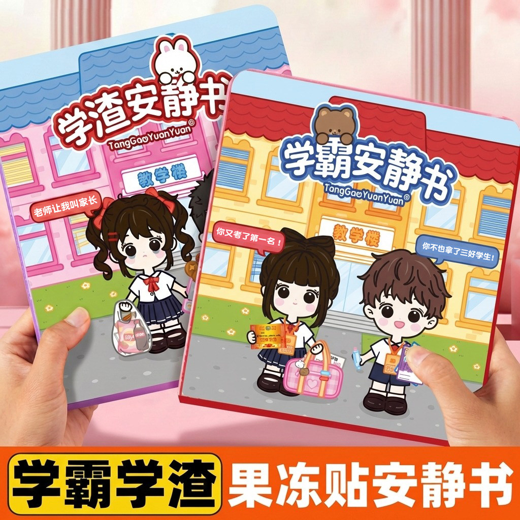学霸学渣果冻贴安静书2026新款女孩儿童贴纸手工diy立体创意礼物3