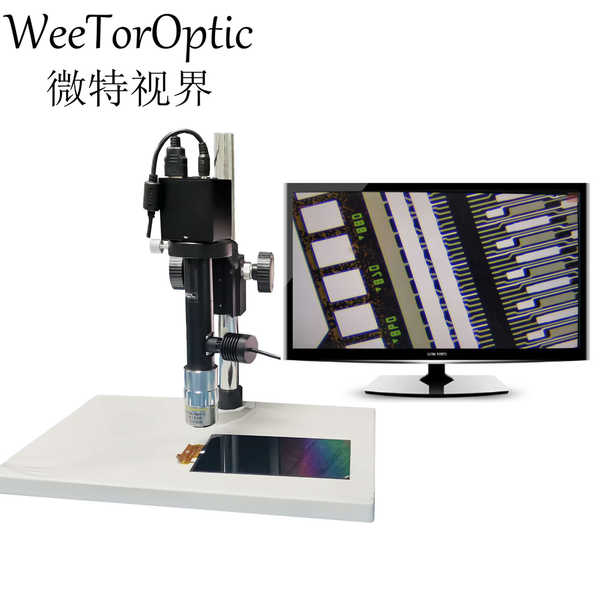 高清复消色差定倍镜头 同轴高倍WF160H-TC视频显微镜 点光源