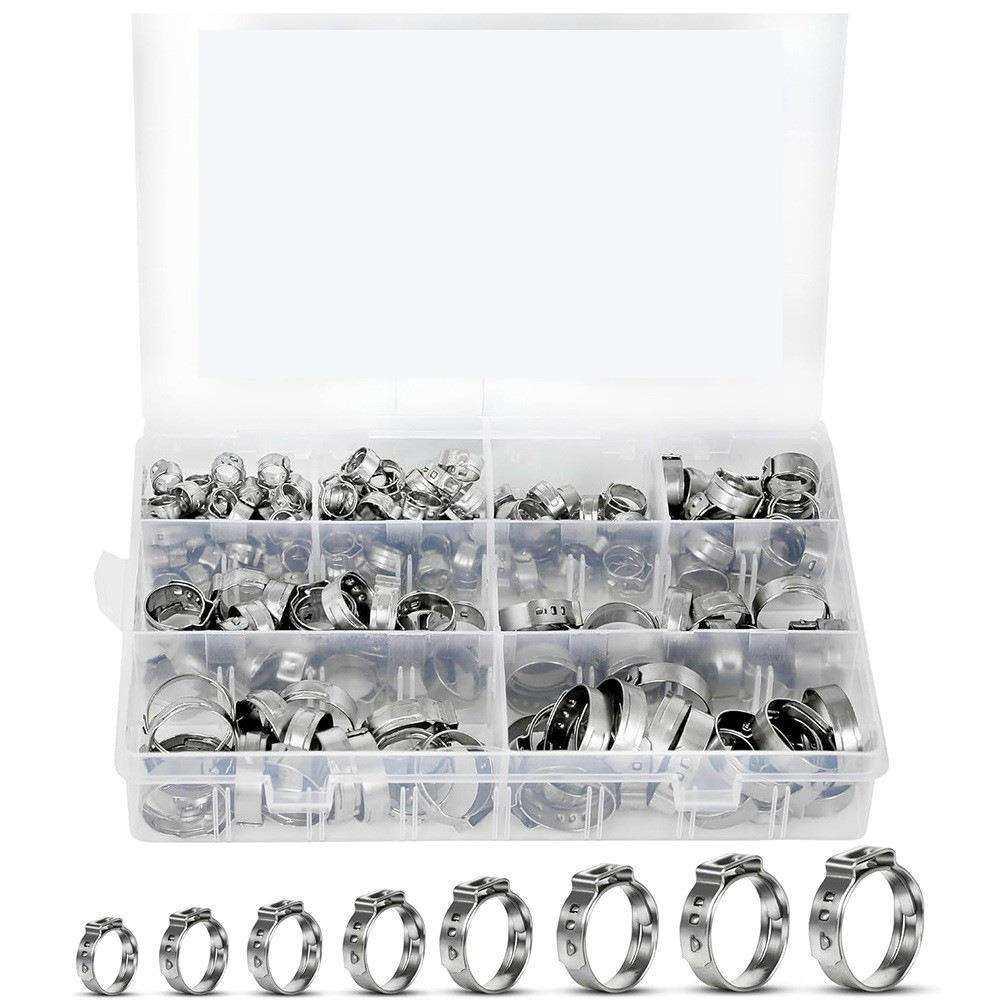 跨境145PCS盒装 304不锈钢/单耳无极卡箍喉箍 水管油管软管夹,农机/农具/农膜,播种栽苗器/地膜机,淘宝优惠券,粉丝福利购,淘宝优惠卷