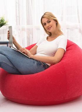 源头工厂 红色植绒充气懒人沙发便携户外家用球形沙发椅野营家具