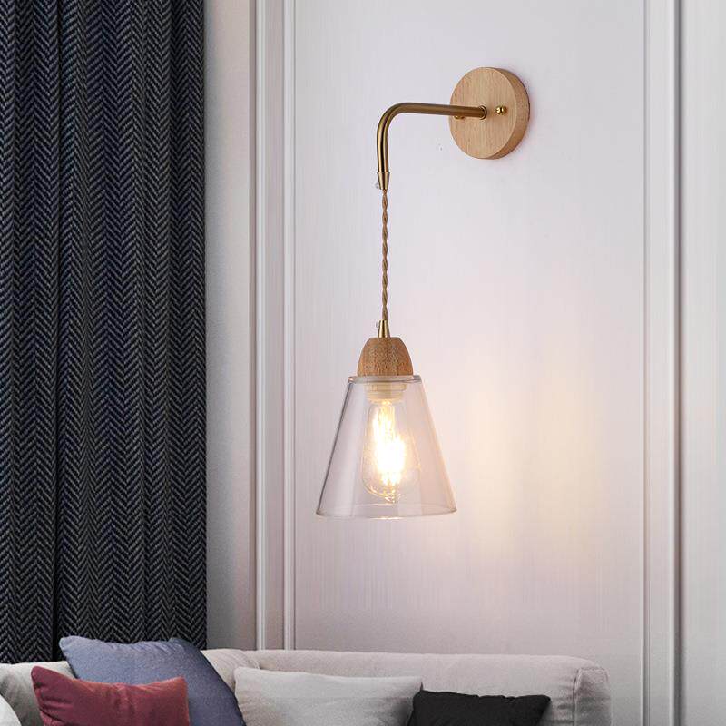 现代简约木艺壁灯创意酒店过道北欧日式卧室床头个性楼梯灯