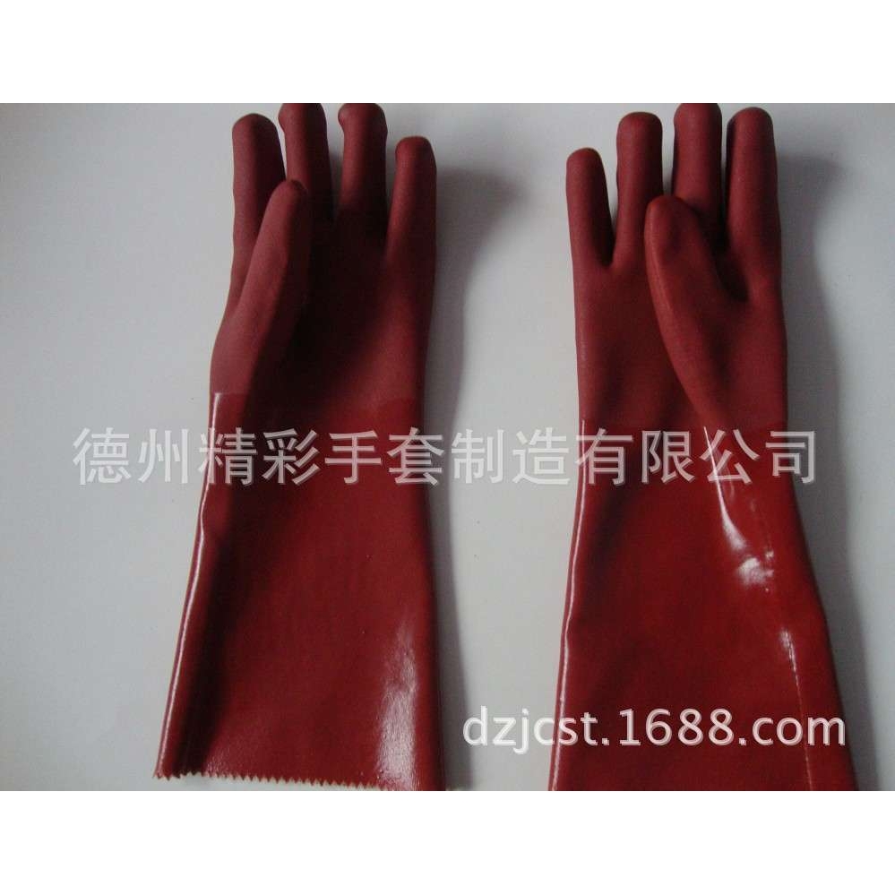 PVC耐油浸塑止滑手套 止滑颗粒耐油手套 劳保用品接袖手套