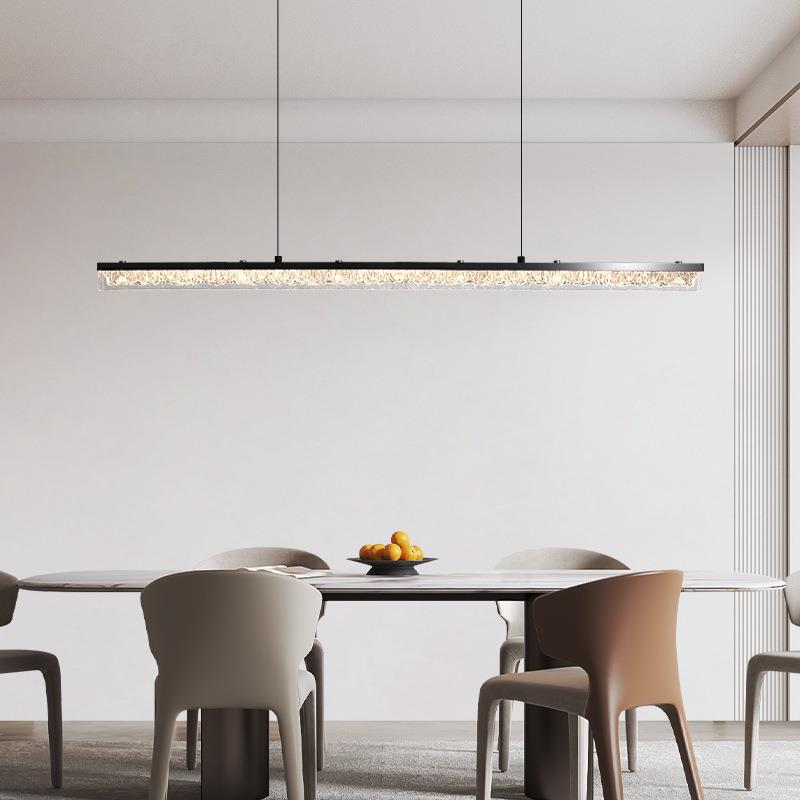 餐厅吊灯现代简约意式极简轻奢高级感一字长条升降餐桌岛台吊灯