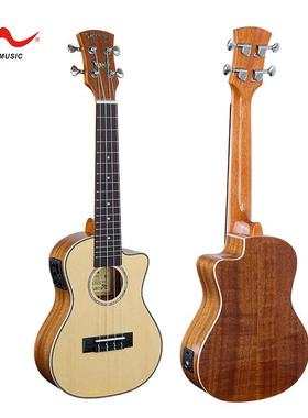 23 24寸缺角尤克里里电箱款云杉单板乌克丽丽ukelele小吉他小四弦