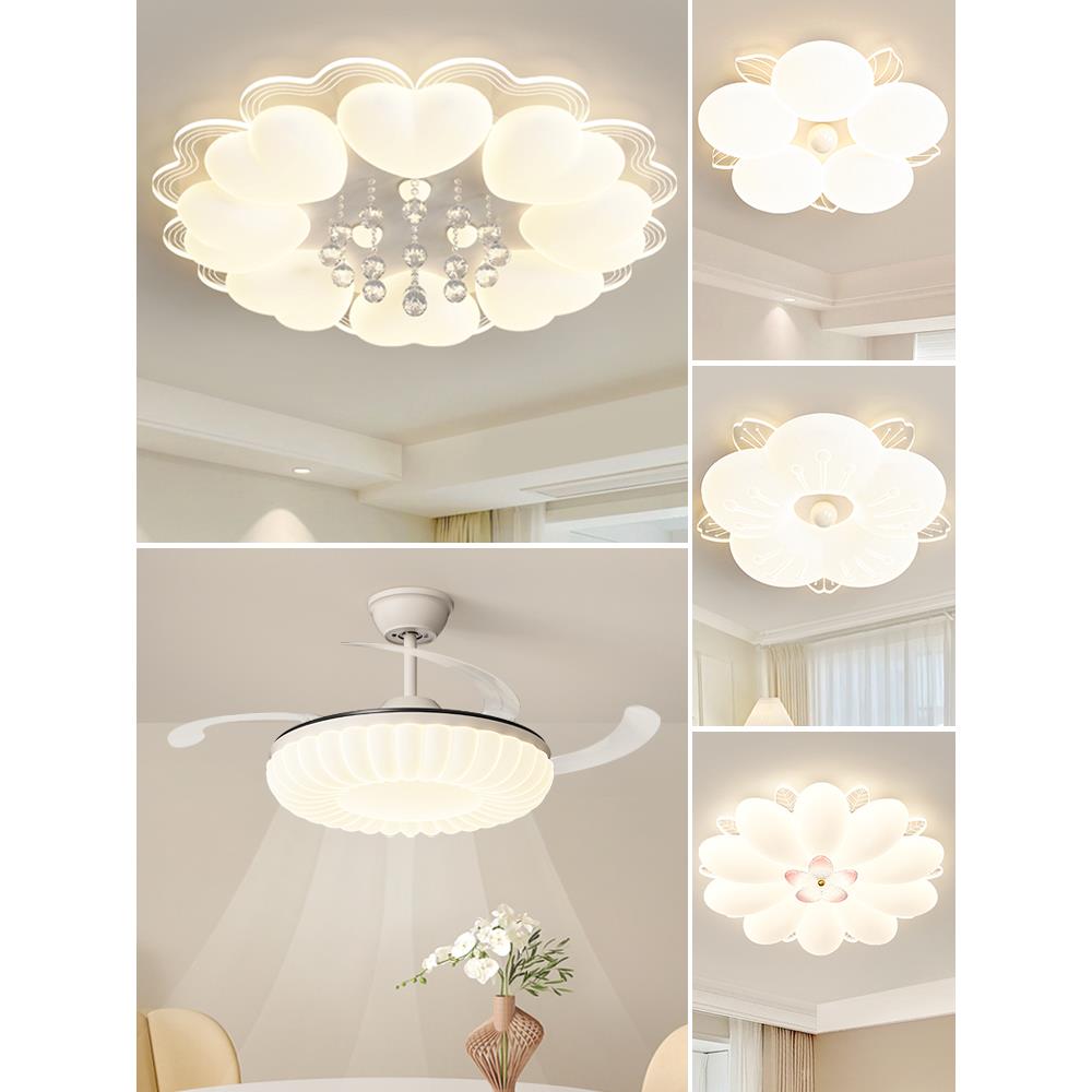 客厅吸顶灯2025简约现代奶油风大厅主灯创意爱心水晶新款全屋灯具