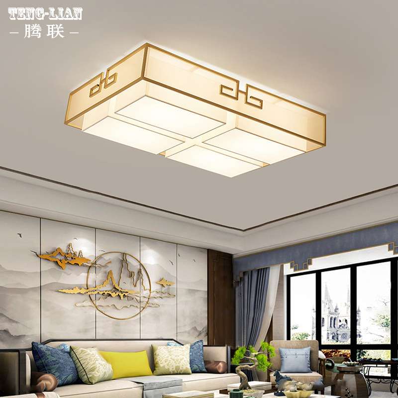 中式客厅餐厅简约全铜吊灯现代新中式卧室房间别墅灯具复式楼灯饰