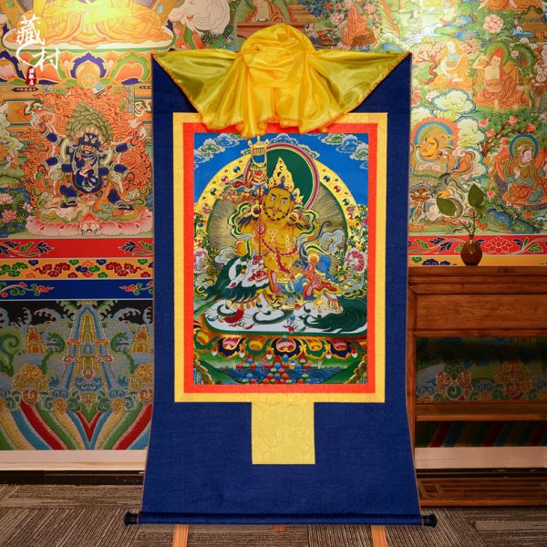客厅禅意藏村 财唐卡家用宝天王 大号轴财神转居家用品挂画像挂件