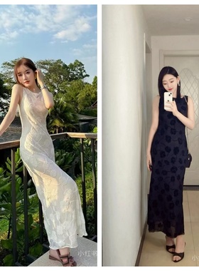 现货 Realisation Par真丝植绒烧花 黑/白无袖气 气质连衣裙