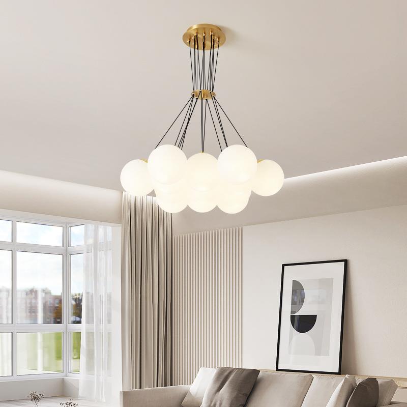北欧简约现代全铜吊灯客厅餐厅圆球魔豆卧室楼梯法式创意设计灯具