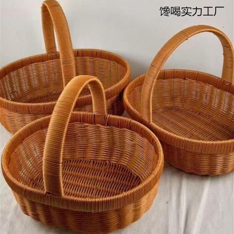 手工编菜蓝子手工编织成品蓝子手工编织水果篮买菜篮子编织摘菜筐