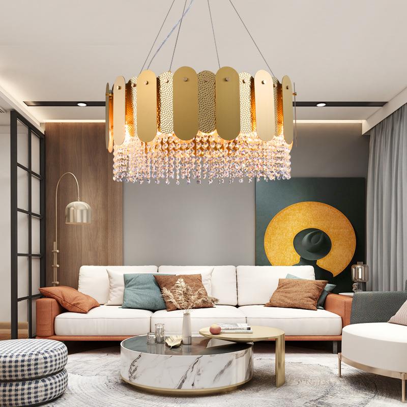 厂家直销高档轻奢水晶吊灯不锈钢个性艺术客厅灯北欧简约餐厅灯具