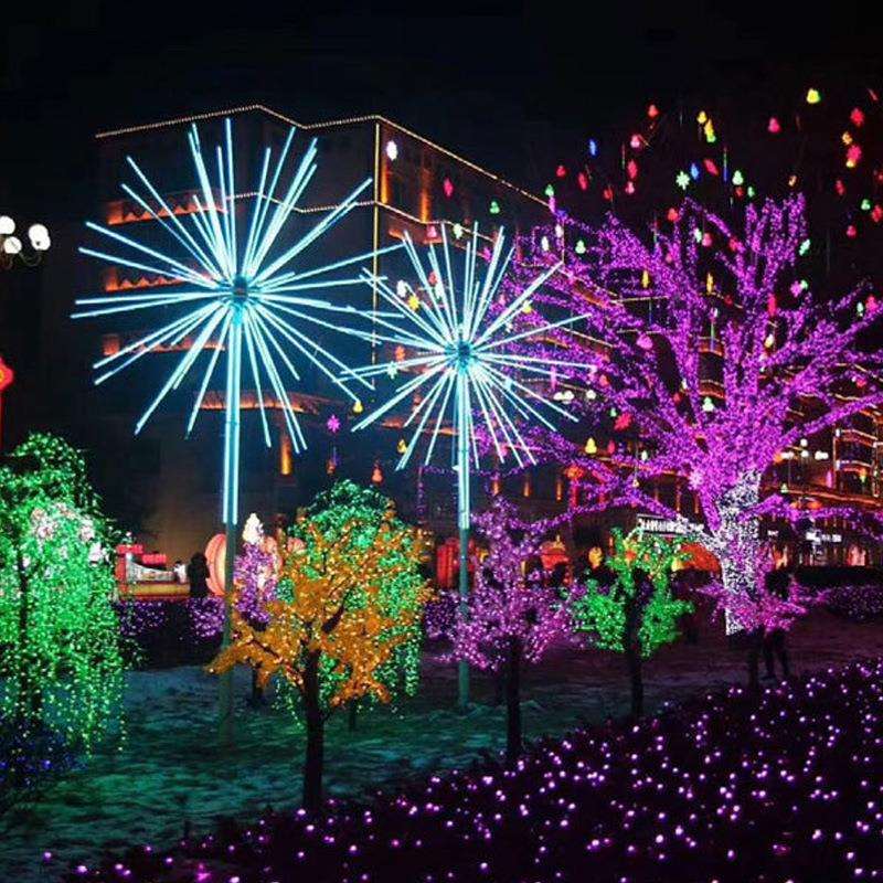 LED发光数码烟花灯爆闪礼花灯户外防水亮化风车灯公园景观装饰灯