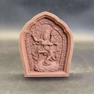 黑忿怒母7厘米擦擦紫砂泥高温烧制内含香灰摆件挂坠