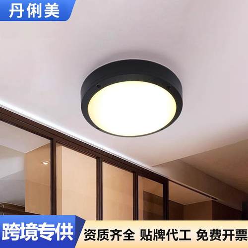 简约现代LED户外防水吸顶跨境门头防尘防蚊虫工厂墙壁灯户外庭院
