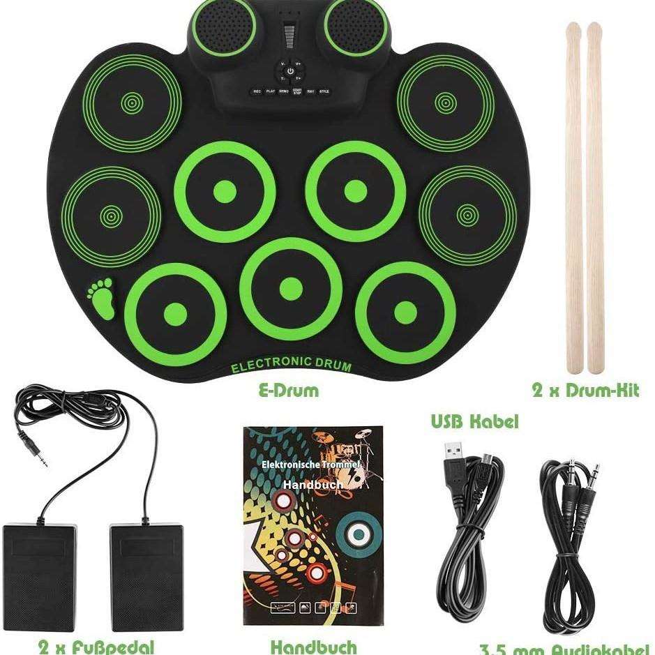 手卷架子鼓便携桌面鼓垫支持电鼓DTX游戏内置锂电手卷电子鼓