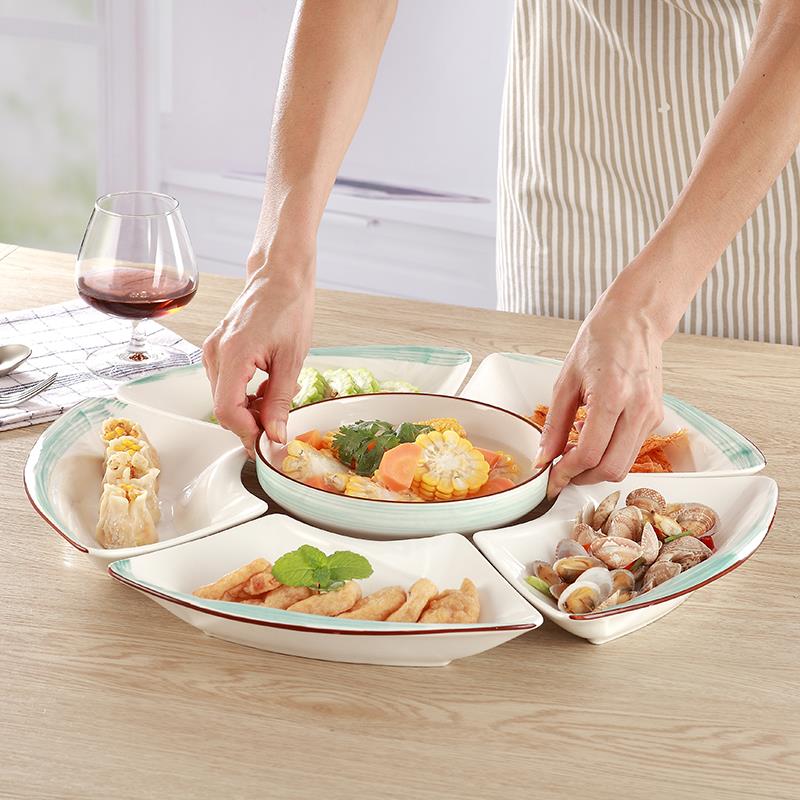 北欧拼盘家用海鲜拼盘餐具水果拼盘盘子中式创意餐具组合摆盘盘子