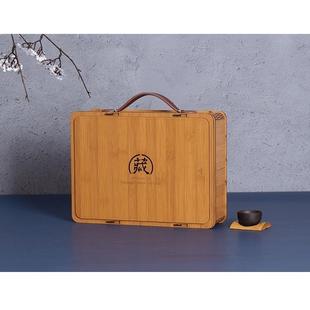 新款仿竹手提盒半斤茶叶精致包装盒红茶绿茶大红袍岩茶泡袋空礼盒