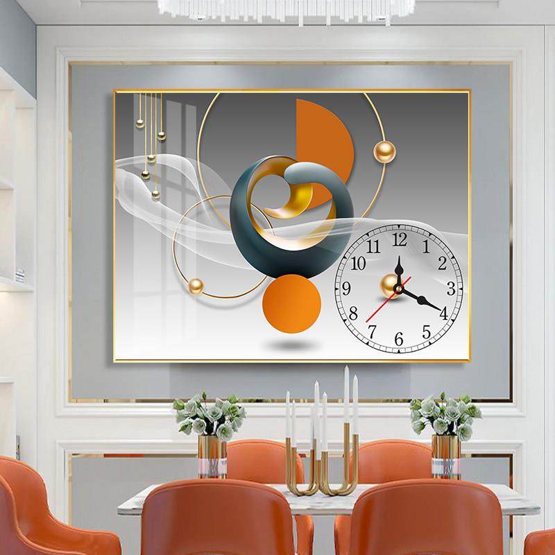 2025年新款餐厅装饰画时钟轻奢风格现代简约钟表厨房壁画饭厅挂画,家居饰品,现代装饰画,淘宝优惠券,粉丝福利购,淘宝优惠卷