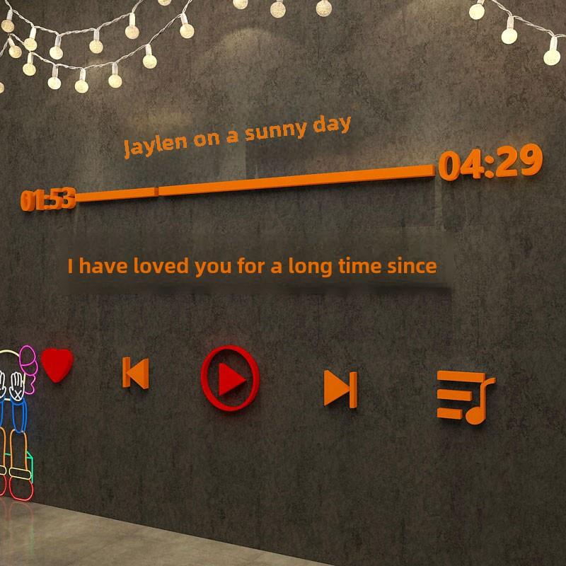 周杰伦歌词贴纸网红签到照片区布局背景阳光天咖啡奶茶店墙面装饰