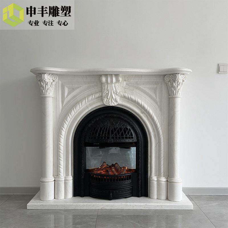 法式壁炉大理石复古石材壁炉装饰柜客厅玄关汉白玉壁炉大理石定制