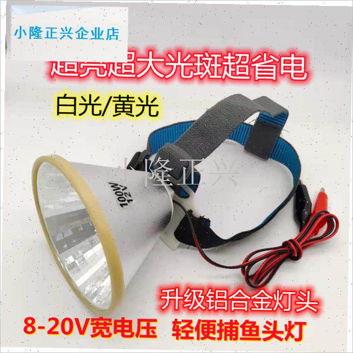 阳LED12伏50W100瓦高亮省电头灯应急灯露营灯夜Y钓灯白光黄光-