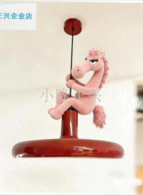 色小马新年装饰吊灯挂件2t026马年吉祥物玩偶喜庆氛围创意小挂饰-