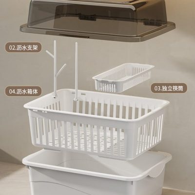 翻盖防尘透明沥水碗柜家用厨房餐具置物架装碗筷收纳盒碗碟收纳架