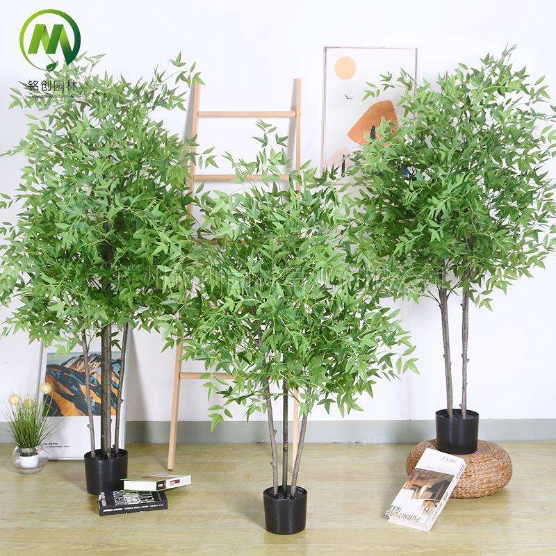 仿真绿植南天竹高端轻奢仿生植物室内客厅盆栽家居装饰造景摆件