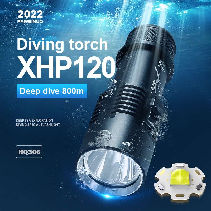 跨境新款P70潜水手电筒专业水下照明户外手电筒led大功率潜水手电