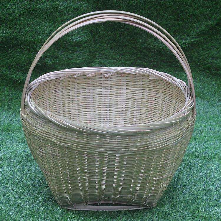 手工编织竹篮子装水果蔬菜圆形手提菜篮竹筐鸡蛋竹编篮家用竹圆筐