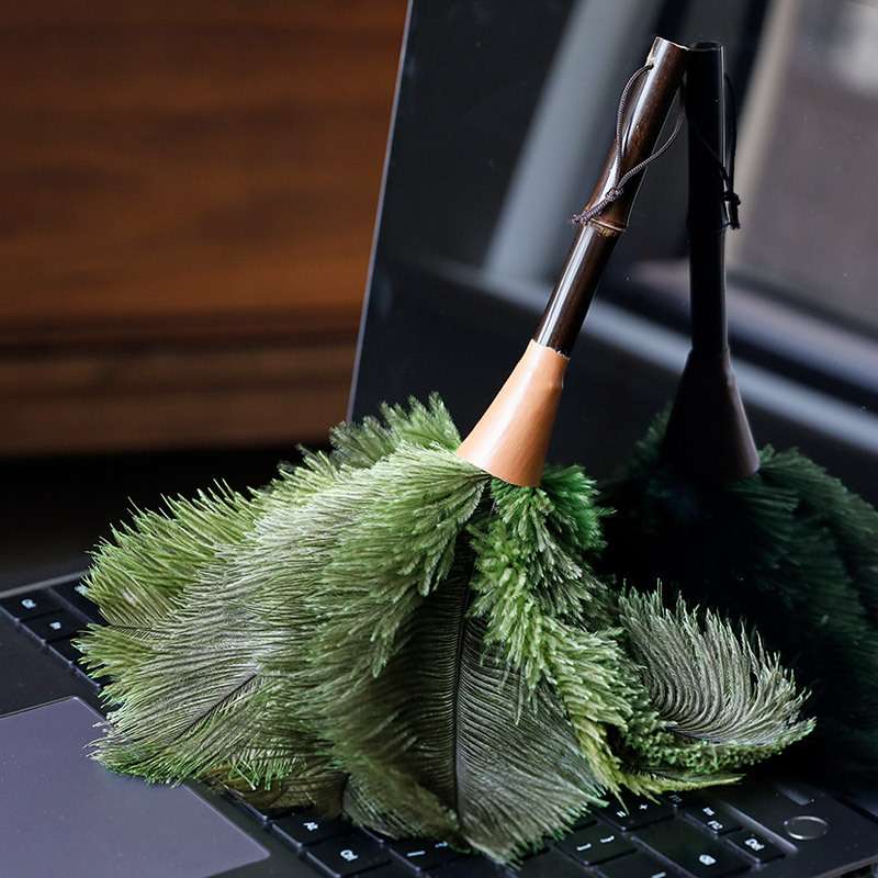 小号芰荷鸡毛掸子家用除尘扫灰自紫竹鸵鸟毛缝隙清洁神器静电扫灰