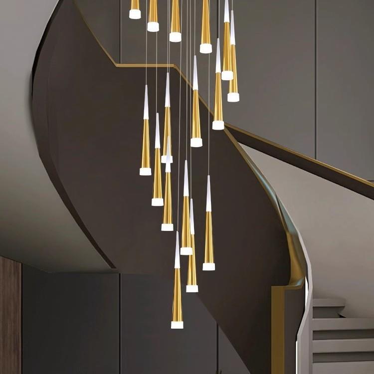 北欧简约螺旋长吊灯流星雨楼梯复式楼客厅大气旋转别墅大厅餐厅灯