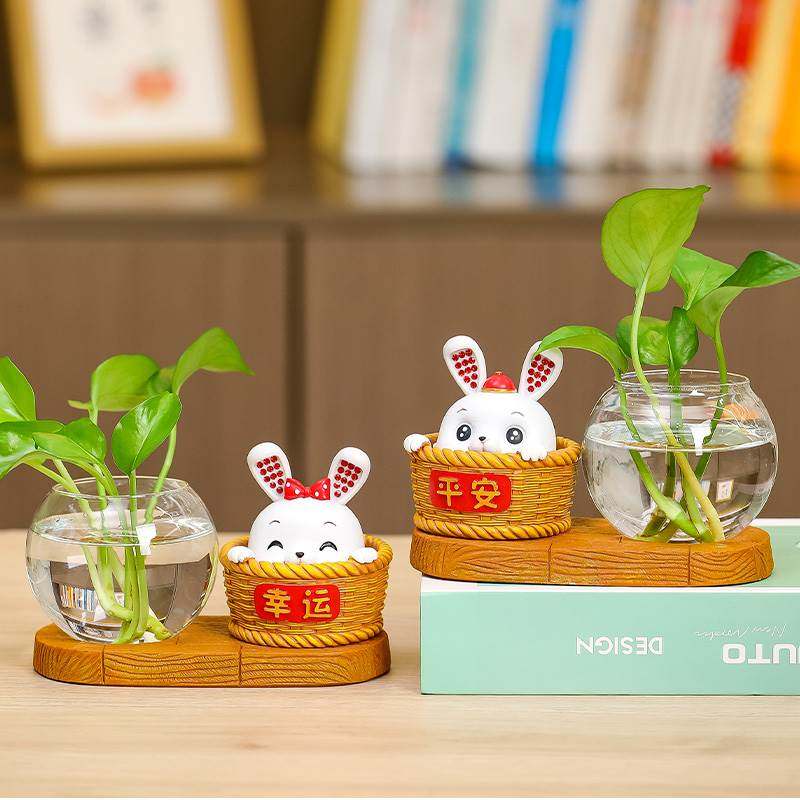 极速创意b福财兔家居装饰品水培小花瓶容器摆件客厅办公室桌面插,家居饰品,桌面摆件,淘宝优惠券,粉丝福利购,淘宝优惠卷