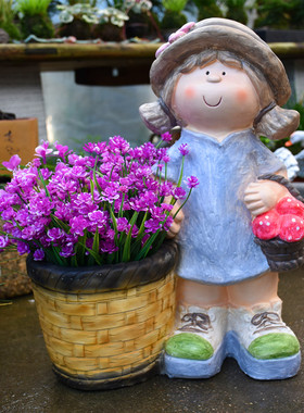 极速创意b可爱阳台花园布置庭院别墅景观设计大号花盆小孩网红花