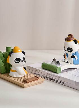 极速国潮古风熊j猫手机架办公室桌面工位装饰品小摆件送同事生日
