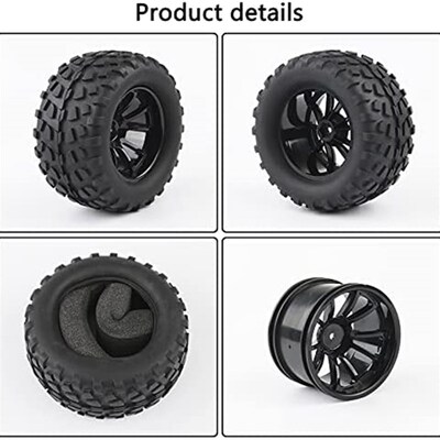 极速4X RC e1/10 Scale Monster Truck Tires Gravel Tread w/ 5