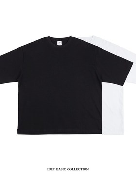 IDLT 超宽松大廓形落肩 重磅 全棉短袖T恤 加大码 TEE 白色  男女