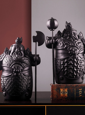 护宅门神哼哈二将新中式摆件家居装饰品客厅门口玄关电视柜书房