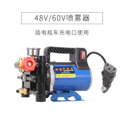 充电机农用12v48v220伏泵喷雾器电动双缸手提式打药高压清果树